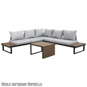 Zestaw mebli ogrodowych wypoczynkowych tarasowych z narożnikiem sofą