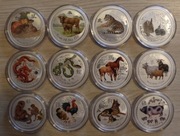 2 $ DOLARY AUSTRALIA LUNAR 2 II 2008 - 2019  KOLOR 12 x 2 DOLARY - 2 OZ 