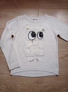 H&M ŚLICZNY BIAŁY SWETEREK SOWA 8-10 LAT 134-140