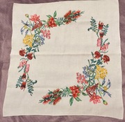 Wyjątkowy obrus lniany bieżnik ręcznie malowany Serweta 100% len boho kwiat