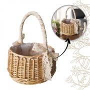 Koszyk, Koszyczek wiklinowy z ażurową kokardką Wielkanoc 11cm x 20cm