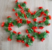 Sztuczne kwiaty, GIRLANDA Z RÓŻ do dekoracji , stroików , 2 m