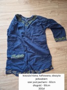 Koszula lniana, haftowana, obszyta jedwabiem