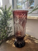 Wazon kryształowy rubinowy burgundowy PRL