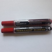 Marker permanentny PENTEL NLF50 okrągły i ścięty czerwony 2 sztuki