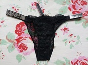 L brazyliany Victoria's Secret czarne koronkowe majtki 