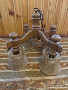 lampa wisząca drwewniana pięć kloszy  