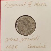 Zygmunt III Waza Grosz gdański 1626 Gdańsk