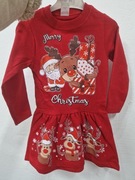 Czerwona sukienka świąteczna renifer mikołaj Święta Boże Narodzenia r. 128