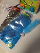 2x bukłak,  butelka elastyczna turystyczna  + szczotka