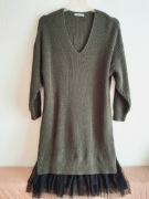 Blue Shadow Nowa Sukienka Swetrowa khaki długi sweter tunika czarny tiul L