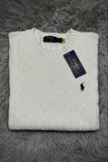 Polo Ralph Lauren sweter vintage cable knit biały basic M unisex