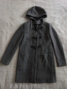 Szary elegancki zasuwany wełniany płaszcz z kapturem Benetton 42 - 44