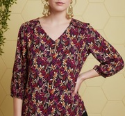 CAMAIEU  NOWA! Wzorzysta bluzka rozkloszowana małe falbanki XL