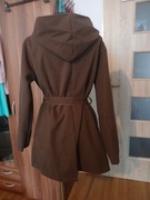 Płaszczyk flauszowy z kapturem brązowy 