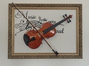 Dekoracja 3D Skrzypce – Artystyczne Rękodzieło, Prezent na Boże Narodzenie