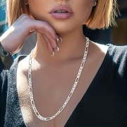 Naszyjnik Figaro 54 cm / 4 mm – Klasyczny Splot Unisex – Efekt Srebra