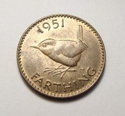 Wielka Brytania farthing 1951 PIĘKNA!