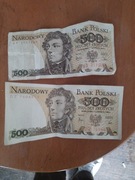 Dwa banknoty po 500 zl