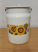 Kanka na mleko z pokrywką - emaliowana z PRL