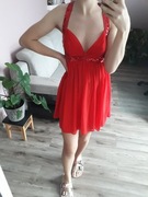 Czerwona sukienka na ramiączkach z cekinami Lipsy rozmiar XS/S 10