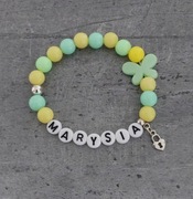 Bransoletka imię imienna z imieniem z koralików zawieszka 