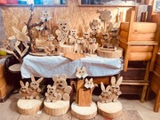 Rękodzieło dekoracje i meble ogrodowe zające misie liski kwiaty doniczki 