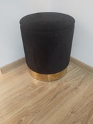 Puf czarny welur z pojemnikiem 