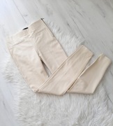 ZARA spodnie ekoskóra kremowe beżowe z zameczkami XS