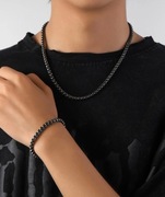 BRANSOLETKA NASZYJNIK ZESTAW MĘSKI CZARNY