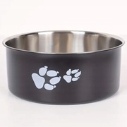 Miska czarna fi12x5cm 0,4l ze stali nierdzewnej z nadrukiem łap
