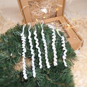 Zestaw prezentowy ozdoby na choinkę sople na szydełku handmade