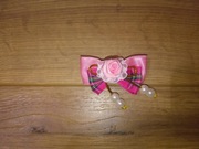Spinka do włosów dla dzieci z materiału ozdobna zapinka różowa PRL