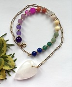 Naszyjnik z kolorowych kamieni i łańcuszka Pinterest duże serce z kwarcu