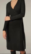 Le Collet Vesta Black czarna kopertowa sukienka midi wiązana