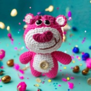 Różowy miś. Na szydełku