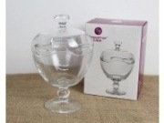 pojemnik szklany cukiernica na nóżce z pokrywką 19 x 12,5 cm SZD-2414