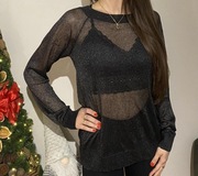 TEZENIS bluzka czarna przeźroczysta M