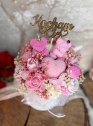 Duży Bukiet Walentynkowy Flowerbox ze Świec Misie Serce Walentynki prezent