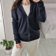 s.Oliver ciemnoszary wełniany cienki sweter kardigan 100% wełna L