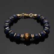 Bransoletka męska - Noc Kairu, Tygrysie Oko, Hematyt - PVD