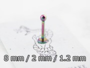 VENOM 1,2/8/2 kolczyk do brody MINI labret tęczowy kulka kolor VS88