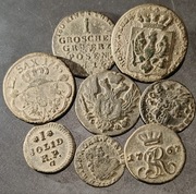 Zestaw monet plus guzik SAP grosz poznanski krajcar lot 