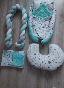 Zestaw 9 elementów kokon warkocz rożek BABY STARS