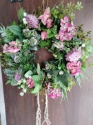 Wianek na drzwi, wieniec dekoracyjny bogato zdobiony, handmade