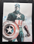 Captain America Marvel – ręcznie malowany obraz A3 | sygnowany | comic art