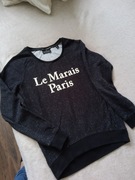 MAISON SCOTCH__ czarna bluza z połyskiem print  napisy logo__BDB____36