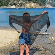 Chusta szydełkowa czaszki Skull Shawl bawełna