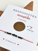 Bransoletka Szczęścia z Wróżbą, Turmalin Czarny, Hematyt, Regulowana