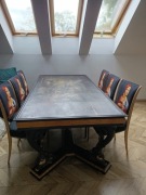 Stół antyczny z krzesłami EMPIRE zakupione w Desie we Włoszech.